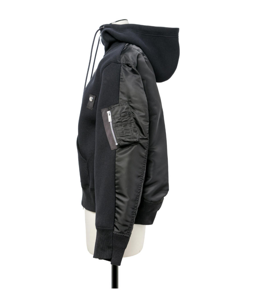 Sacai Sponge X Nylon Twill Hoodie In Gray