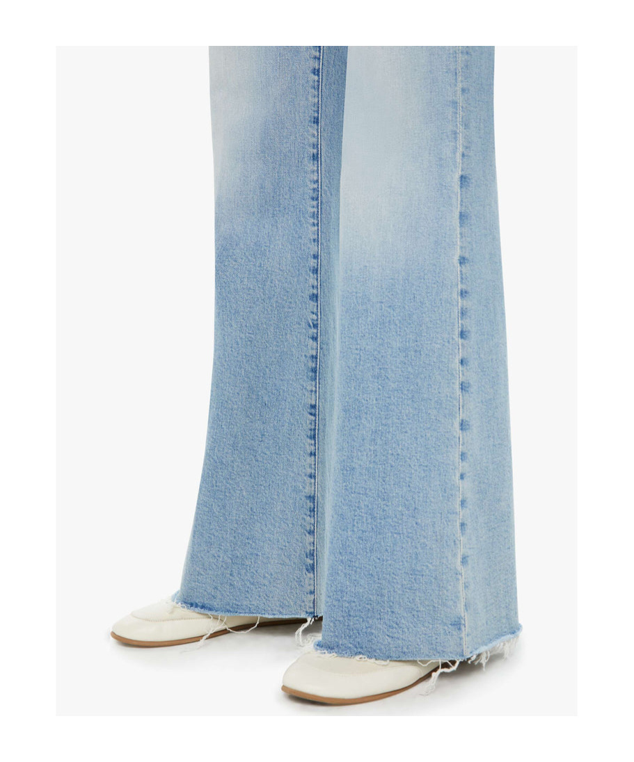 Mother The Hustler Roller Fray Mid-rise Wide-leg Jeans In Blue
