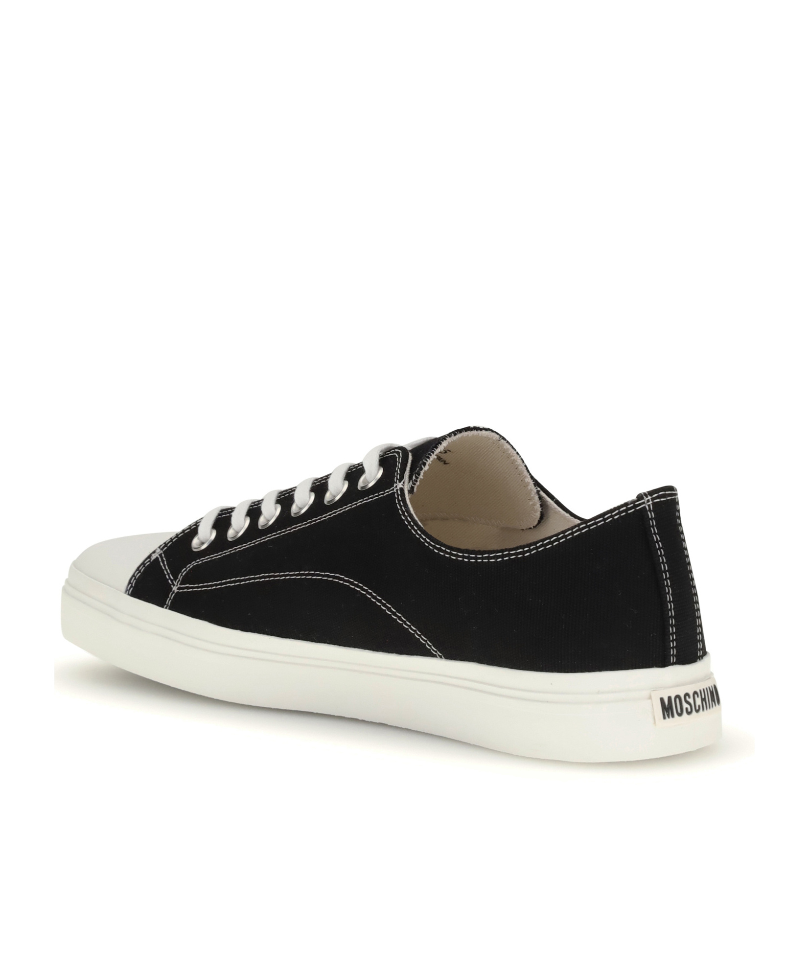 Moschino Lace-up Canvas Sneakers In Black
