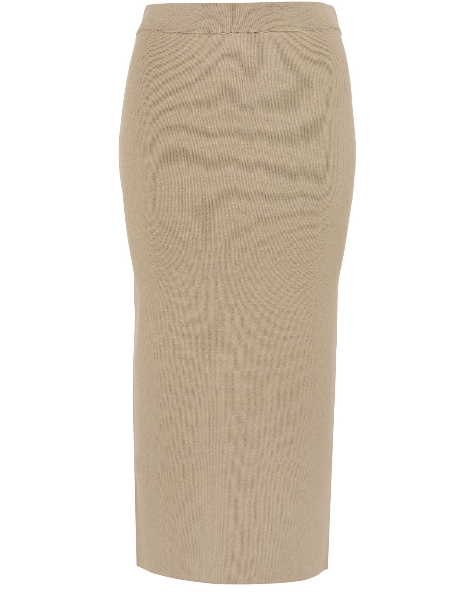 Max Mara Ribbed Texture Midi Length Elastic Waistband Skirt In Nude