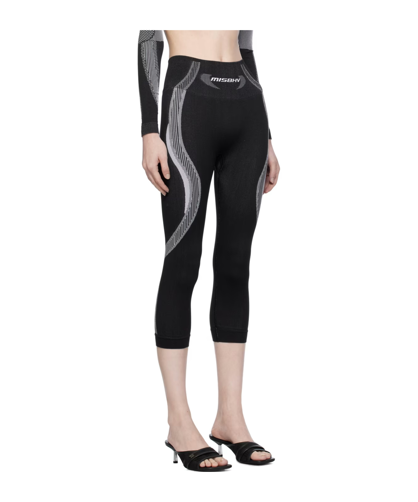 Misbhv Logo-waistband Cropped Leggings In Black