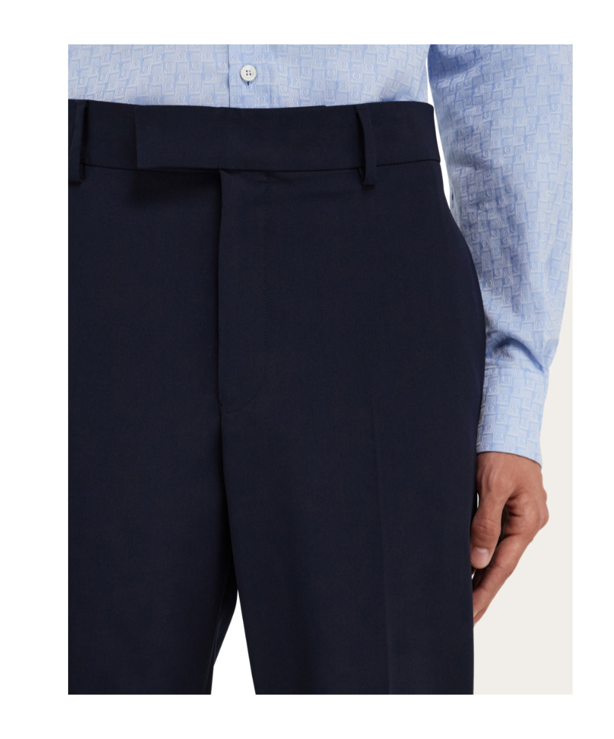 Ferragamo Flat Front Tailored Trouser In Blue