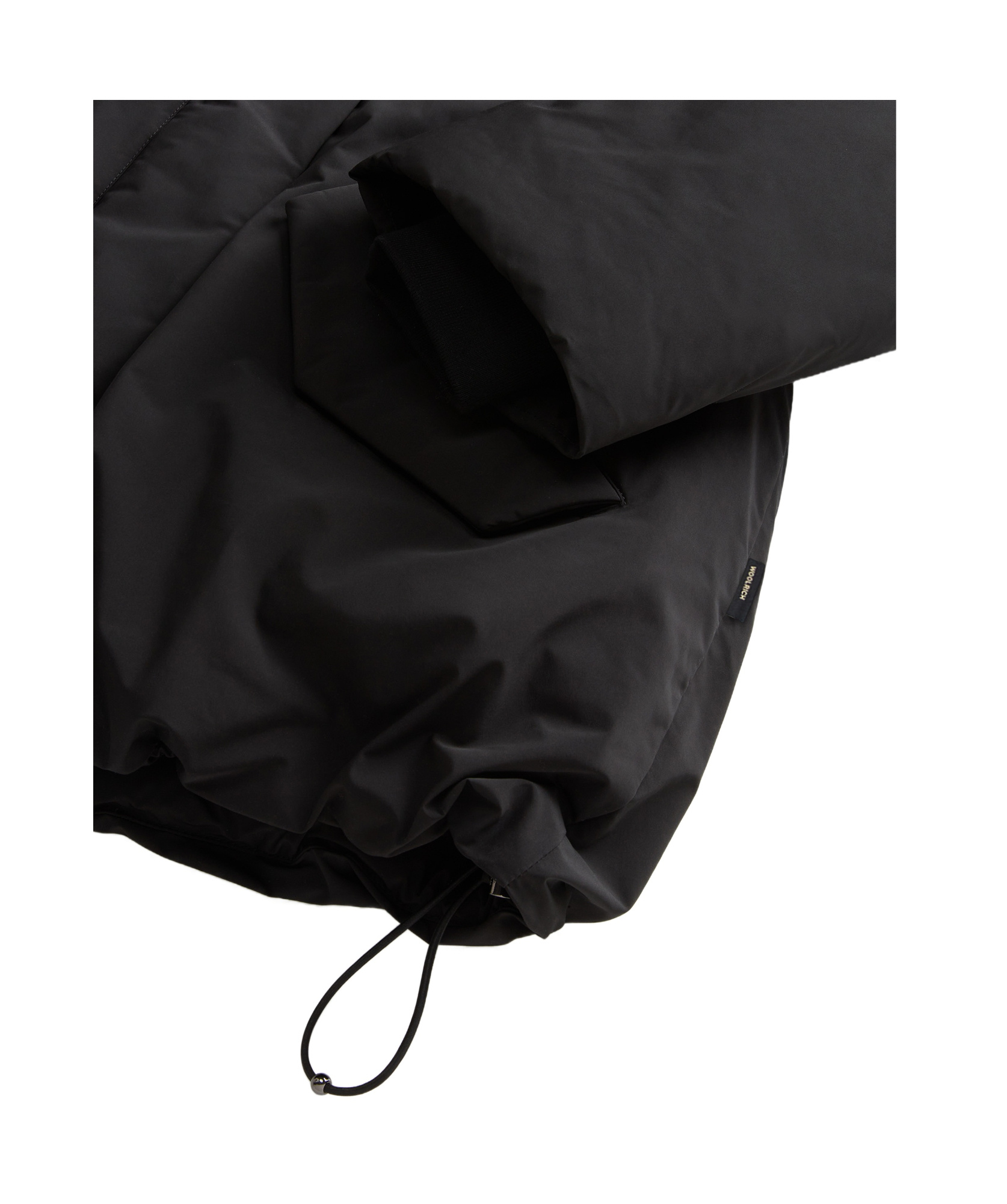 Woolrich Black Coat With High Collar And Boxy Silhouette In Black