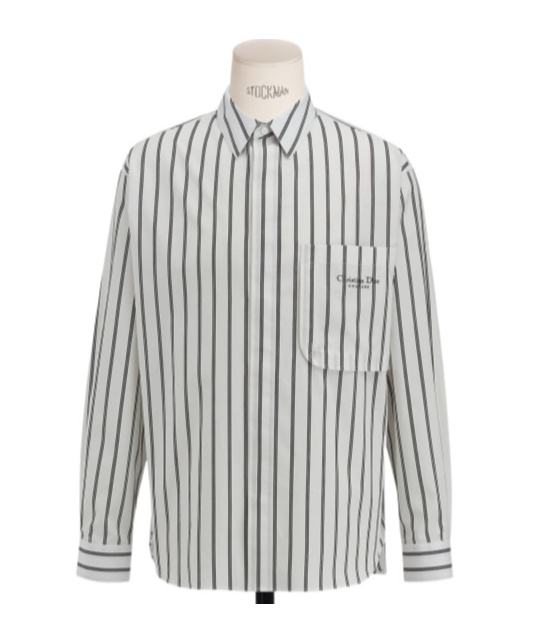 Dior Striped Button Shirt In Gray