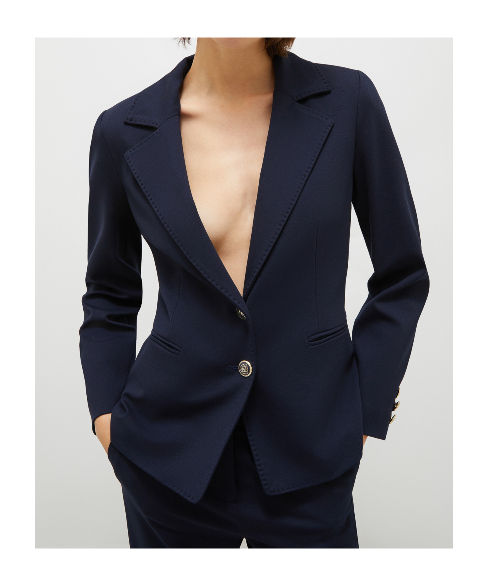 Marella Milano-knit Jersey Blazer - Navy In Black