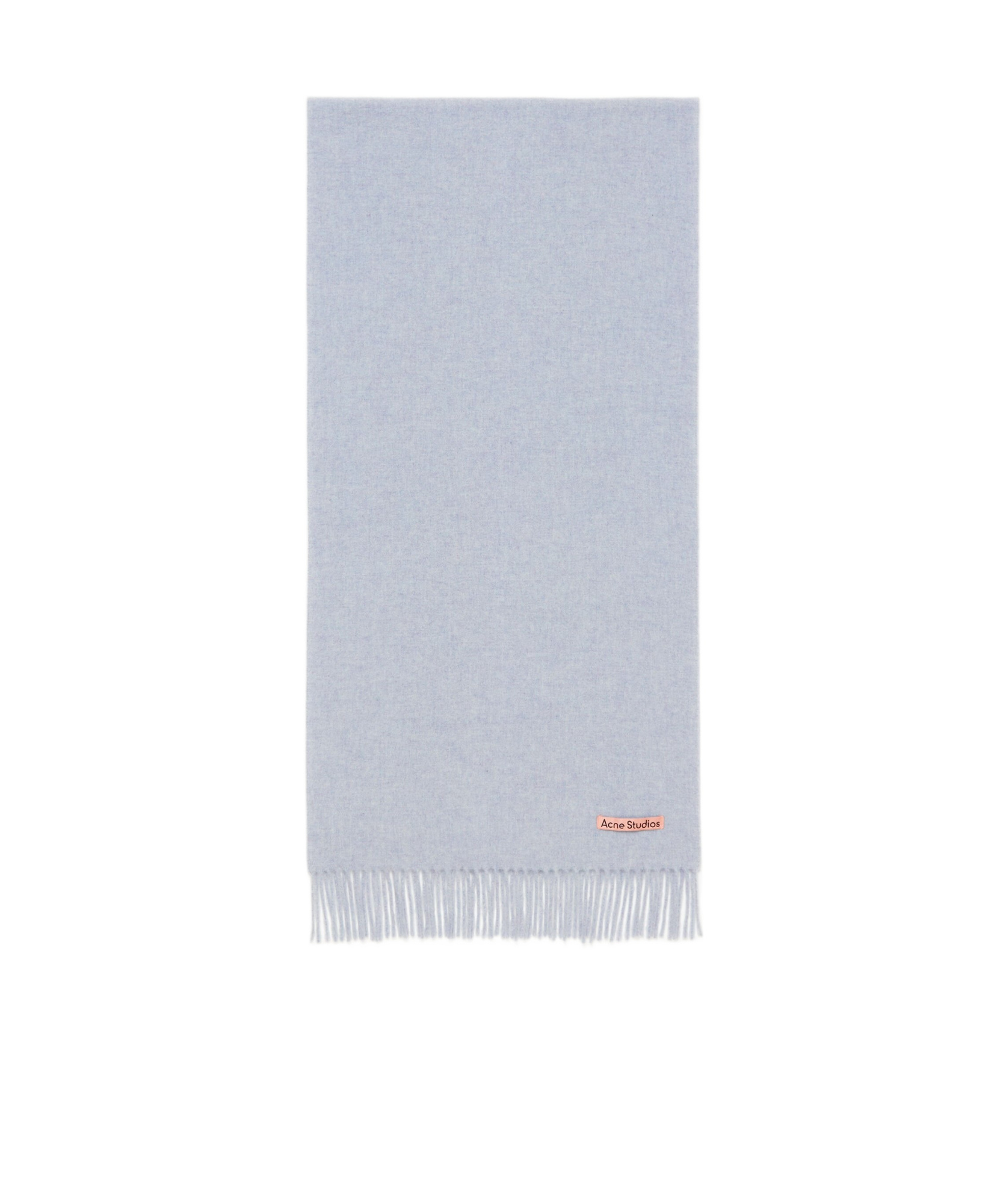 Shop Acne Studios Logo-tag Fringed Wool Scarf In Blue