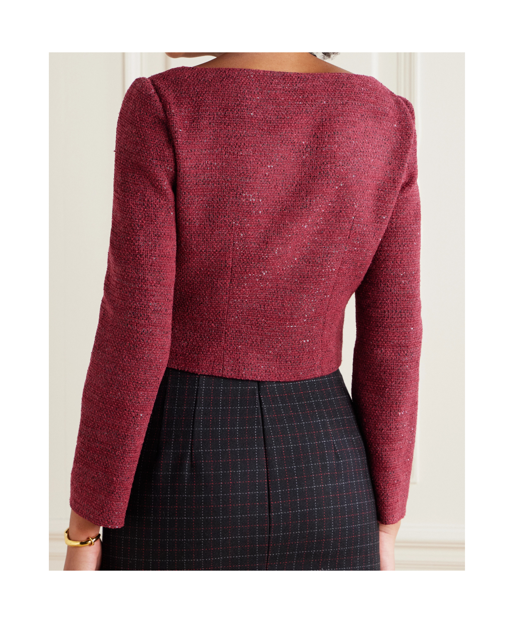 Alessandra Rich Tweed Short Coat In Red