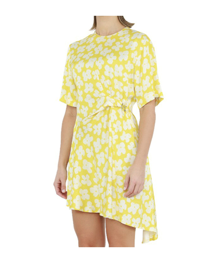 Msgm Short-sleeved Dress In Yellow