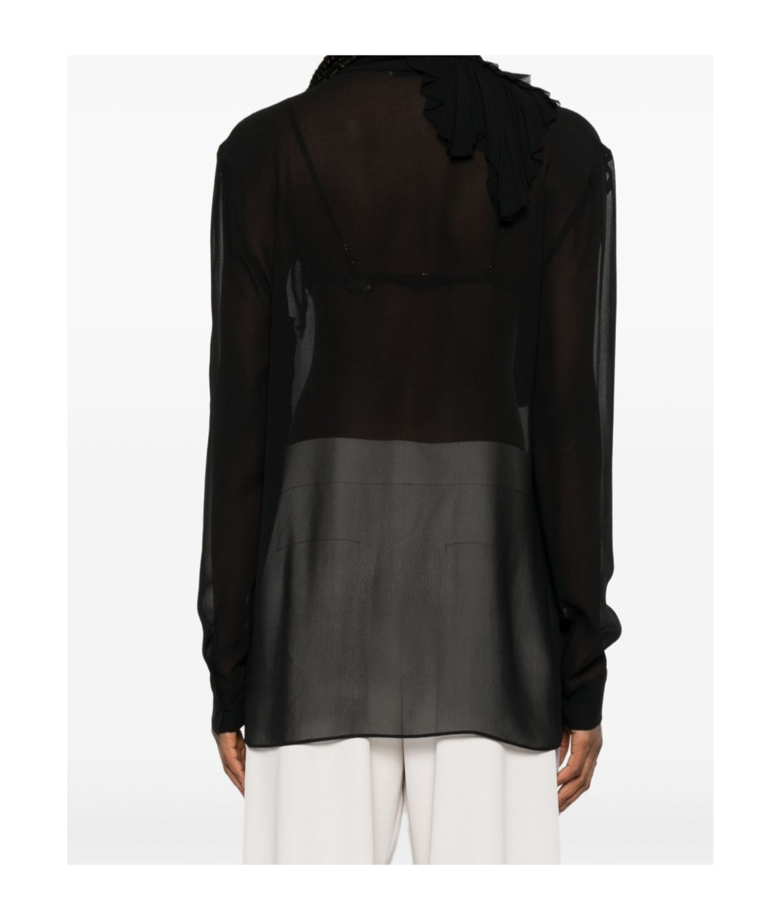 Alberta Ferretti Ruffled Long-sleeve Blouse In Black