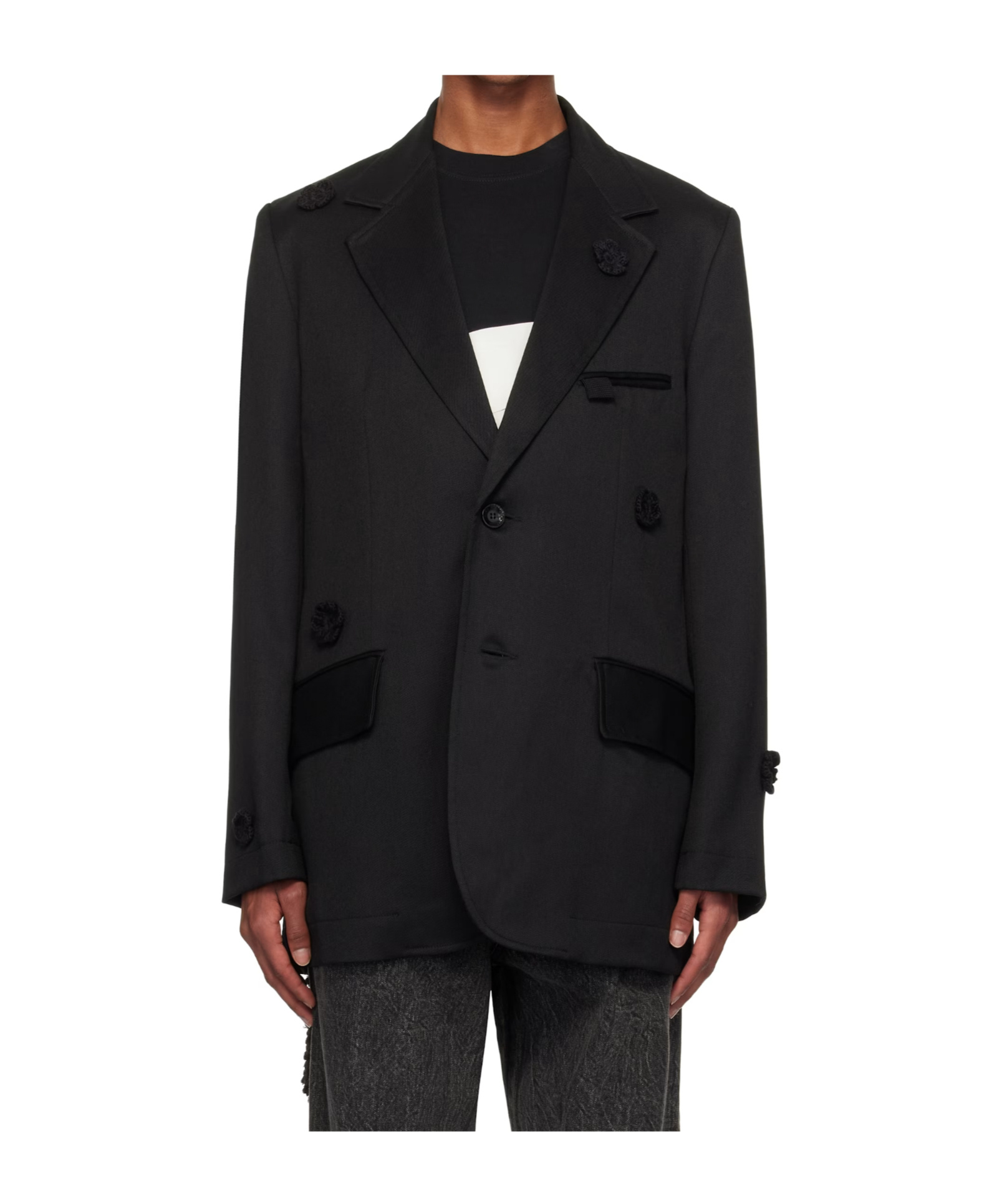 Song For The Mute Daisy Oversize Wool Blazer In Black