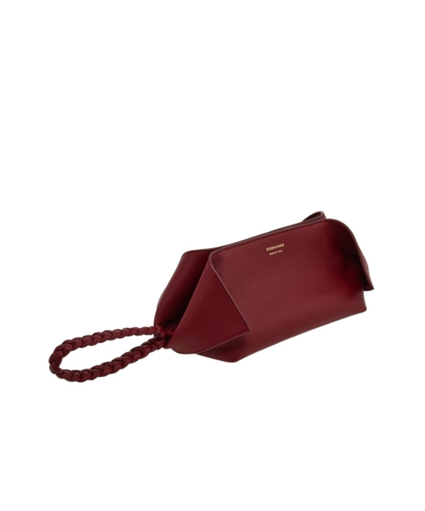 Ferragamo Fold Side Clutch In Red