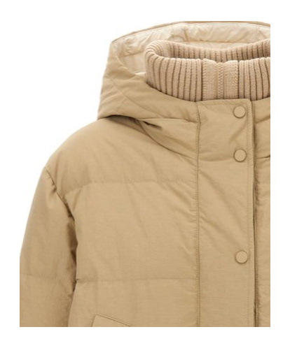 Brunello Cucinelli Nylon Down Jacket Casual Jackets, Parka In Nude