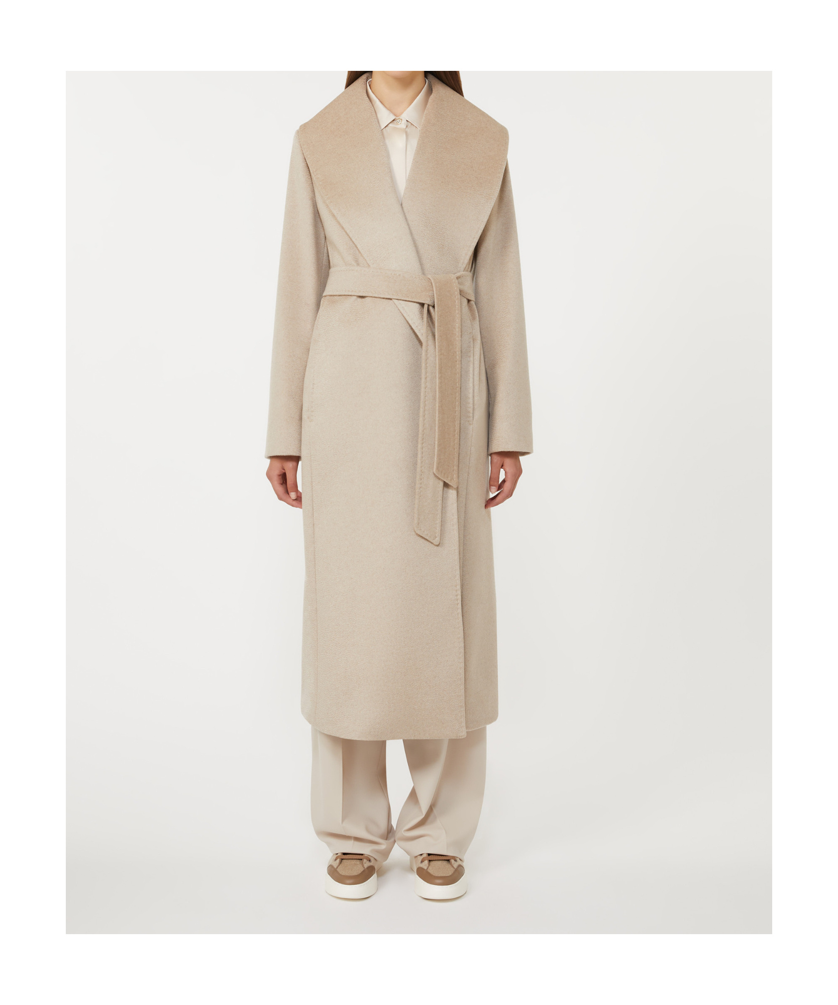 Max Mara Long-sleeved Coat In Neutral