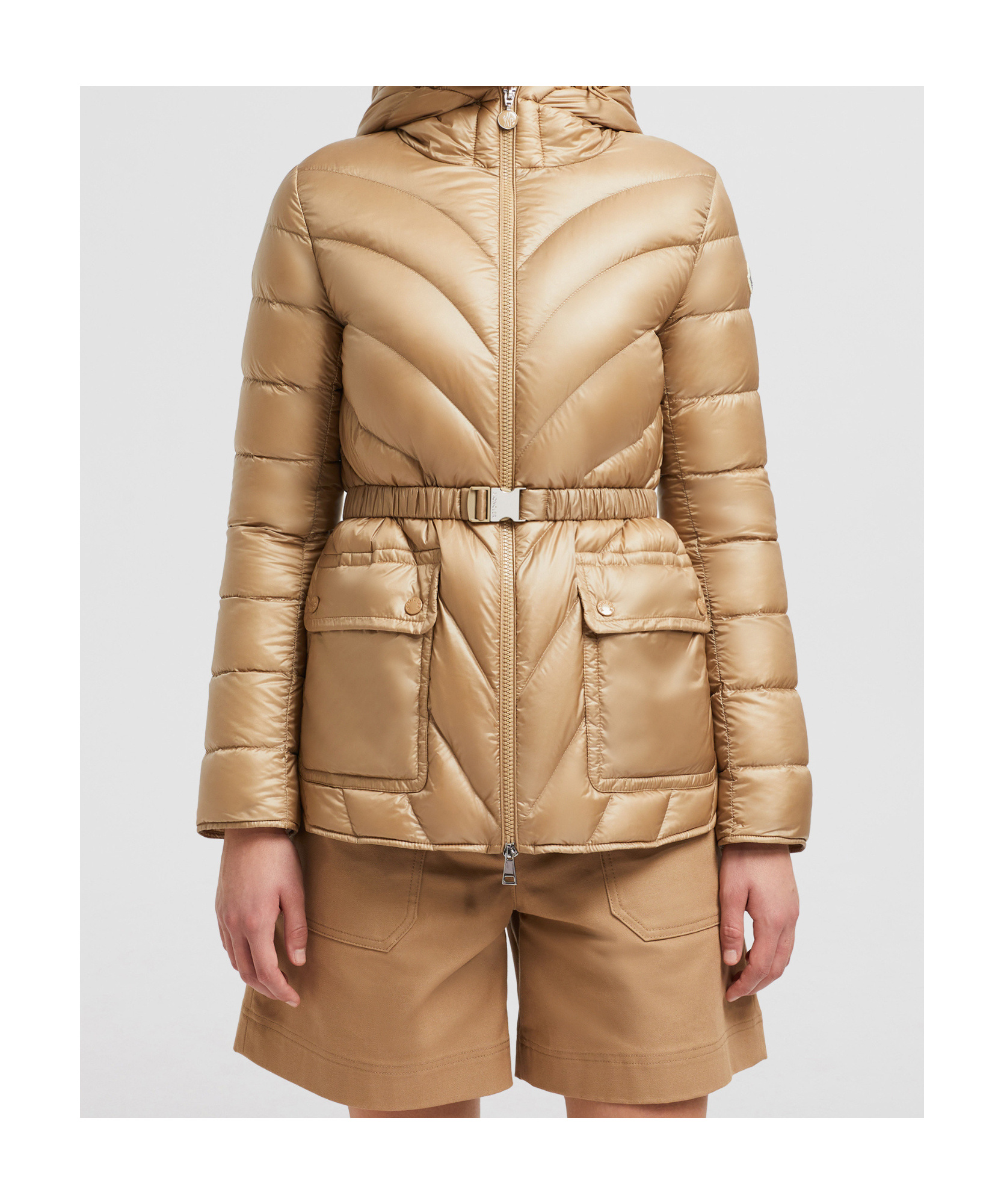 MONCLER ARGENNO HOODED MID-LENGTH DOWN JACKET