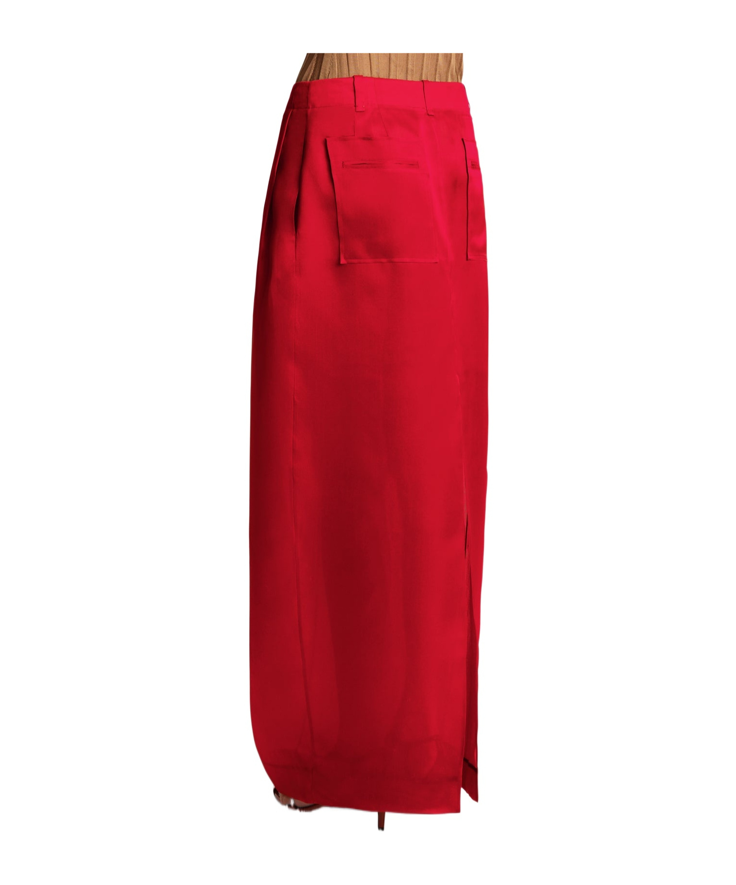 Khaite Lucian Pleated Silk Organza Maxi Skirt In Red