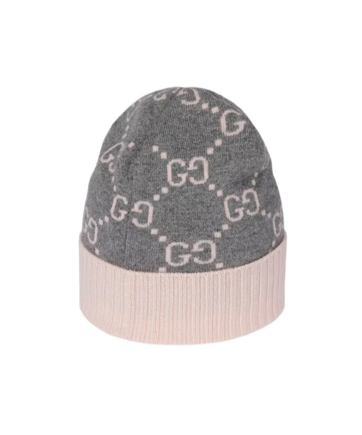 Gucci Gg Cashmere Jacquard Hat In Gray