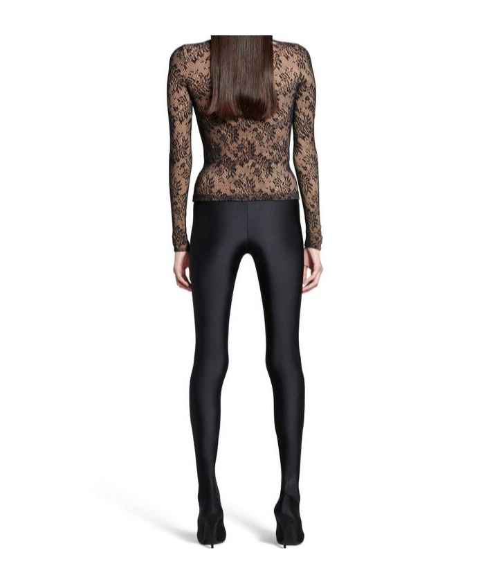 Balenciaga Lace Effect Long-sleeved Top In Multicolor