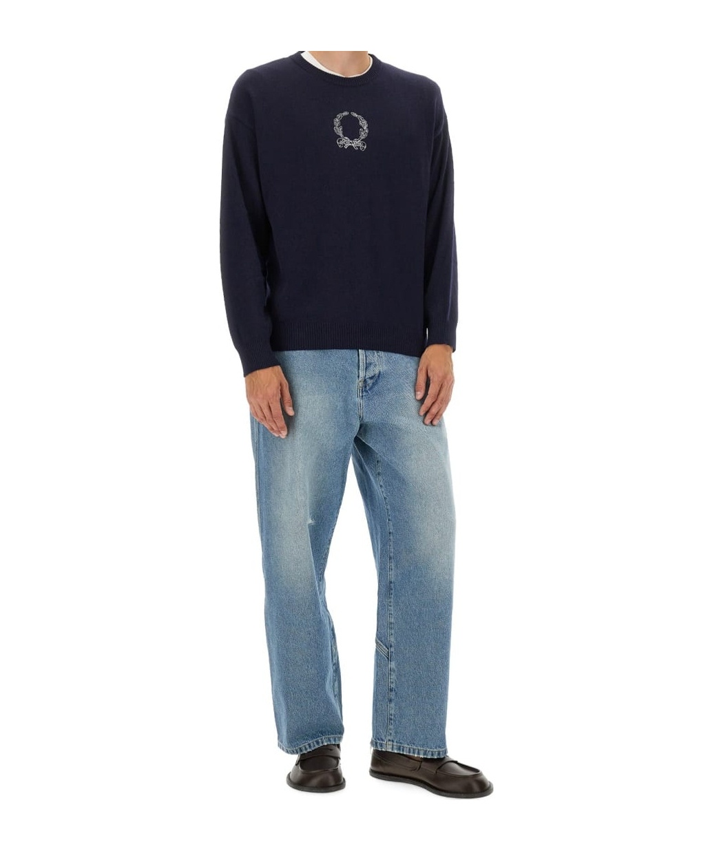 Moschino Logo-embroidered Crew-neck Sweater In Black