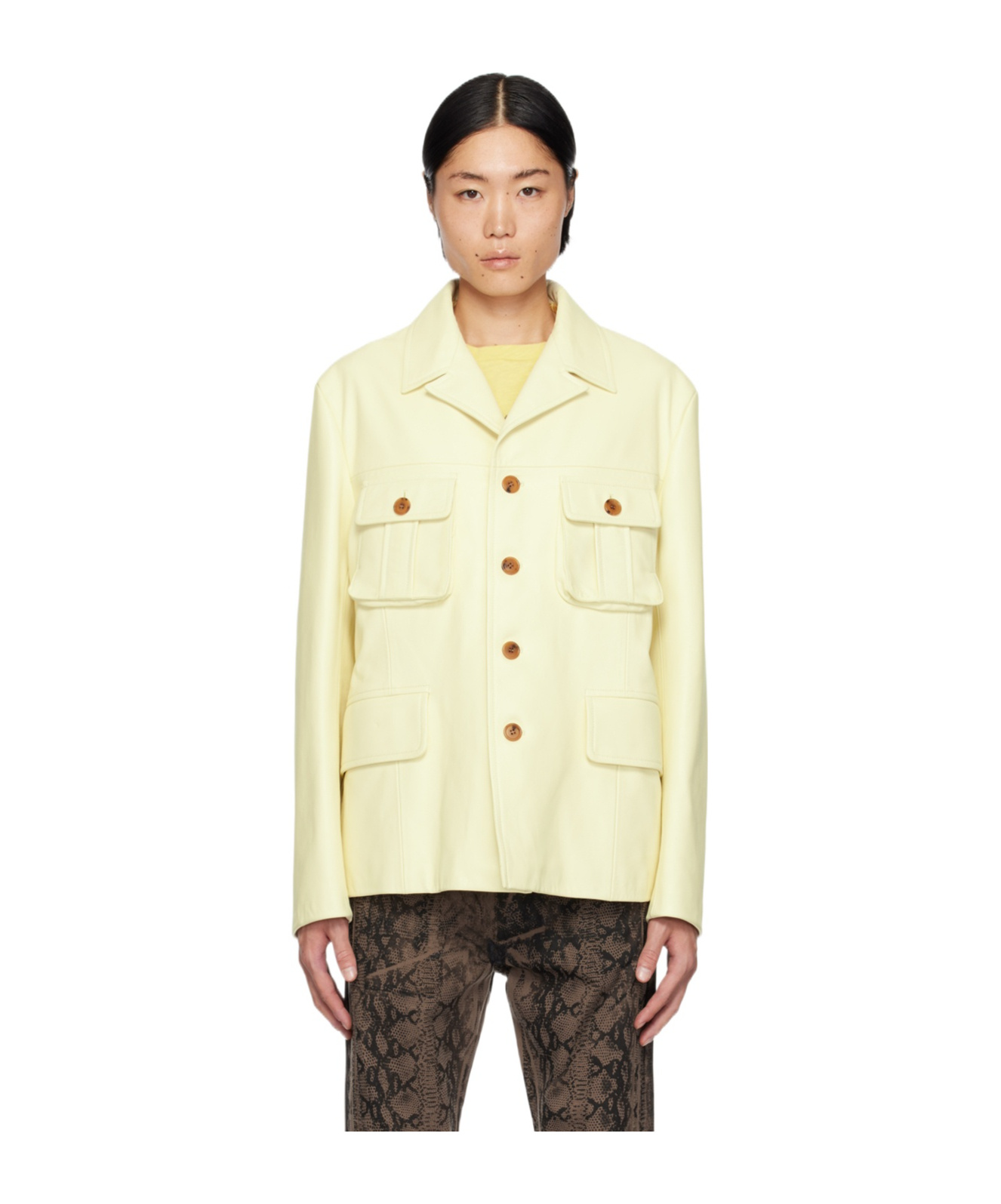 PAUL SMITH PAUL SMITH X COMMISSION FLAT COLLAR LEATHER JACKET