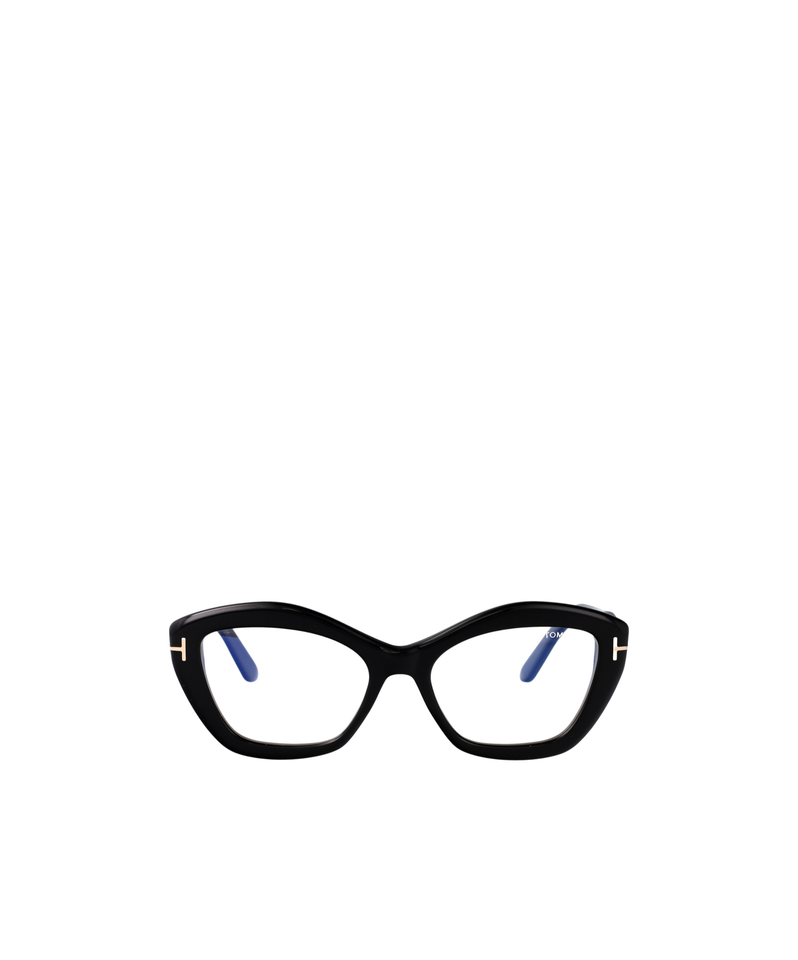 Shop Tom Ford Cat Eye Frame Plain Glasses In Shiny Black