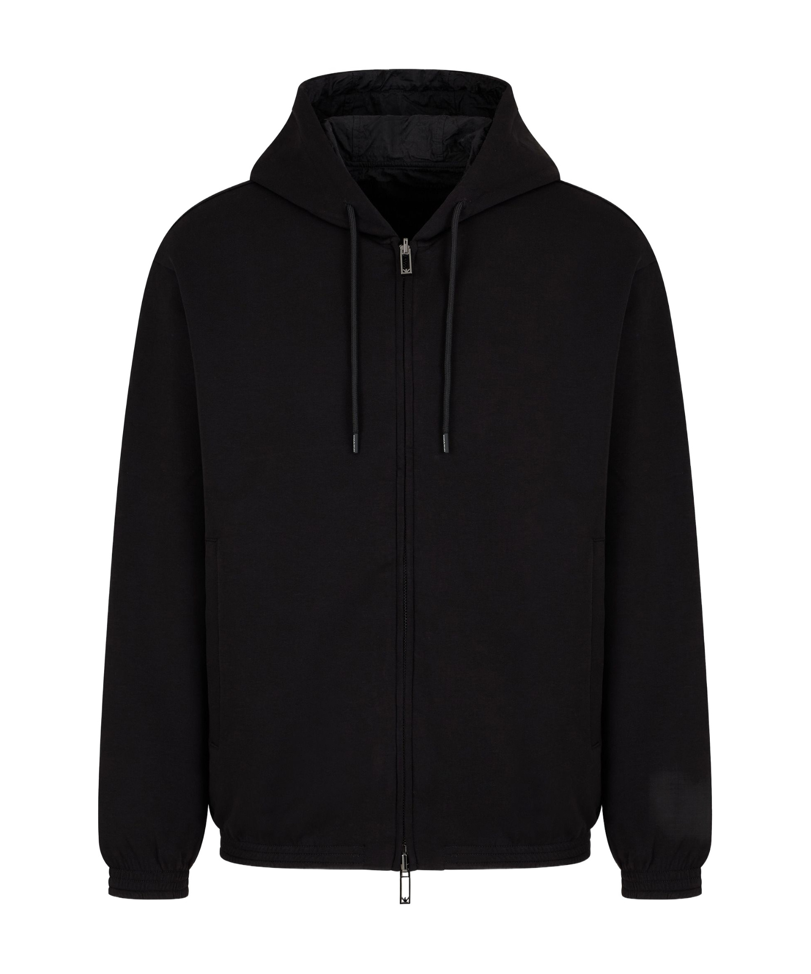 Emporio Armani Reversible Zipped Drawstring Hoodie In Black