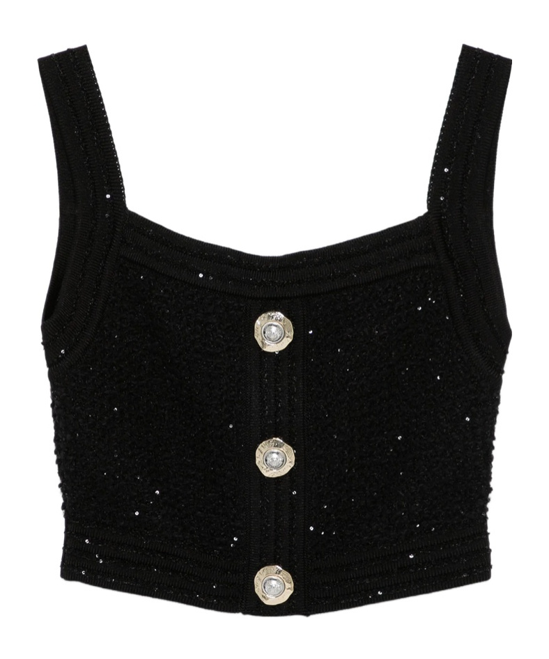 Balmain Light Tweed Top Straps In Black