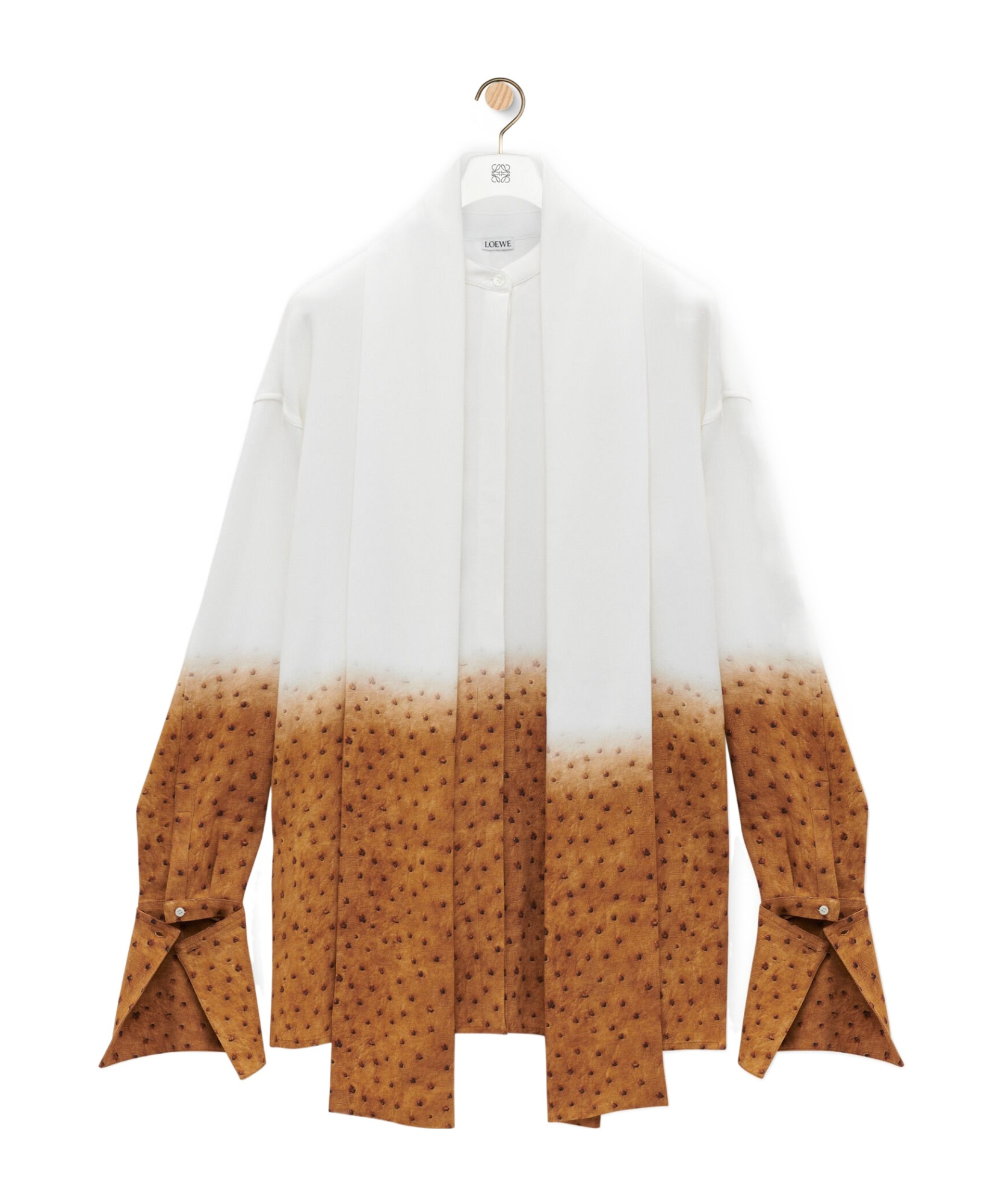 Loewe Camicia In Crepe Stampato Donna In Brown
