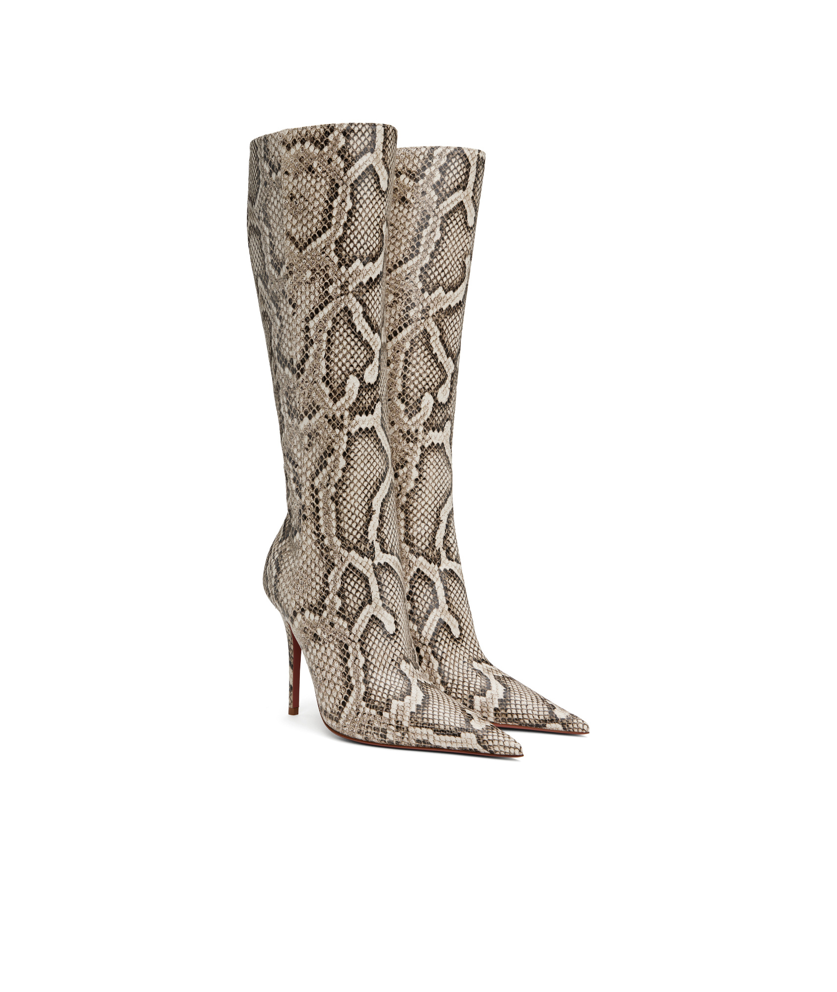Amina Muaddi Patent Leather Barbara Boots 105 In Neutral