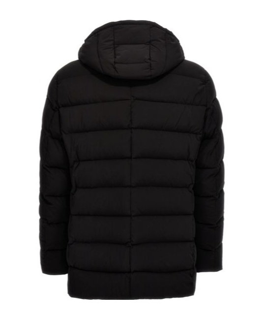 Moorer Double-breasted Hooded Quilted Down Jacket In Black