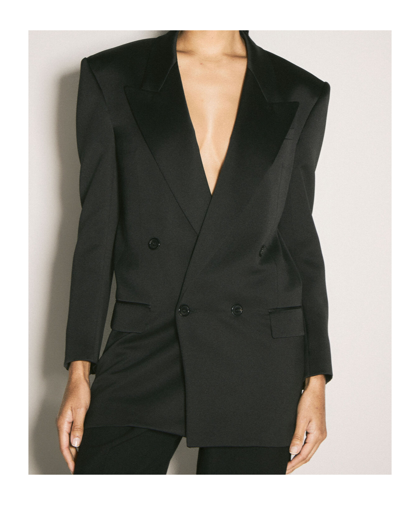 Saint Laurent Long-sleeved Suit Coat In Black