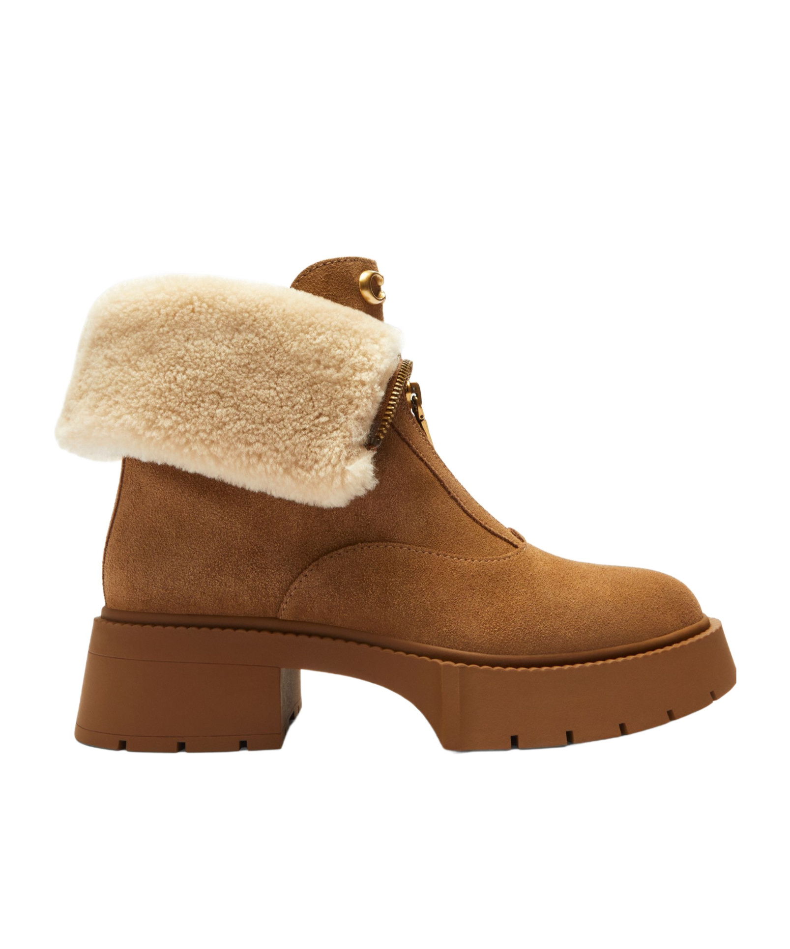 Coach Leah Platform Zipper Boots In Brown