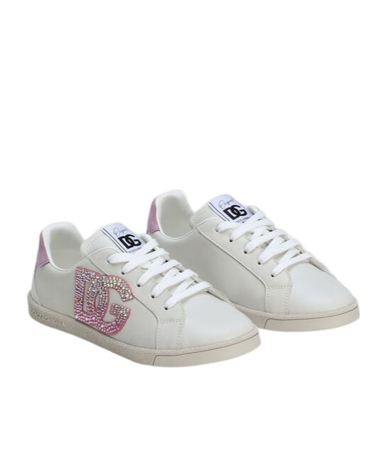 Dolce & Gabbana Mesh And Split Leather Dg Running Sneakers In White