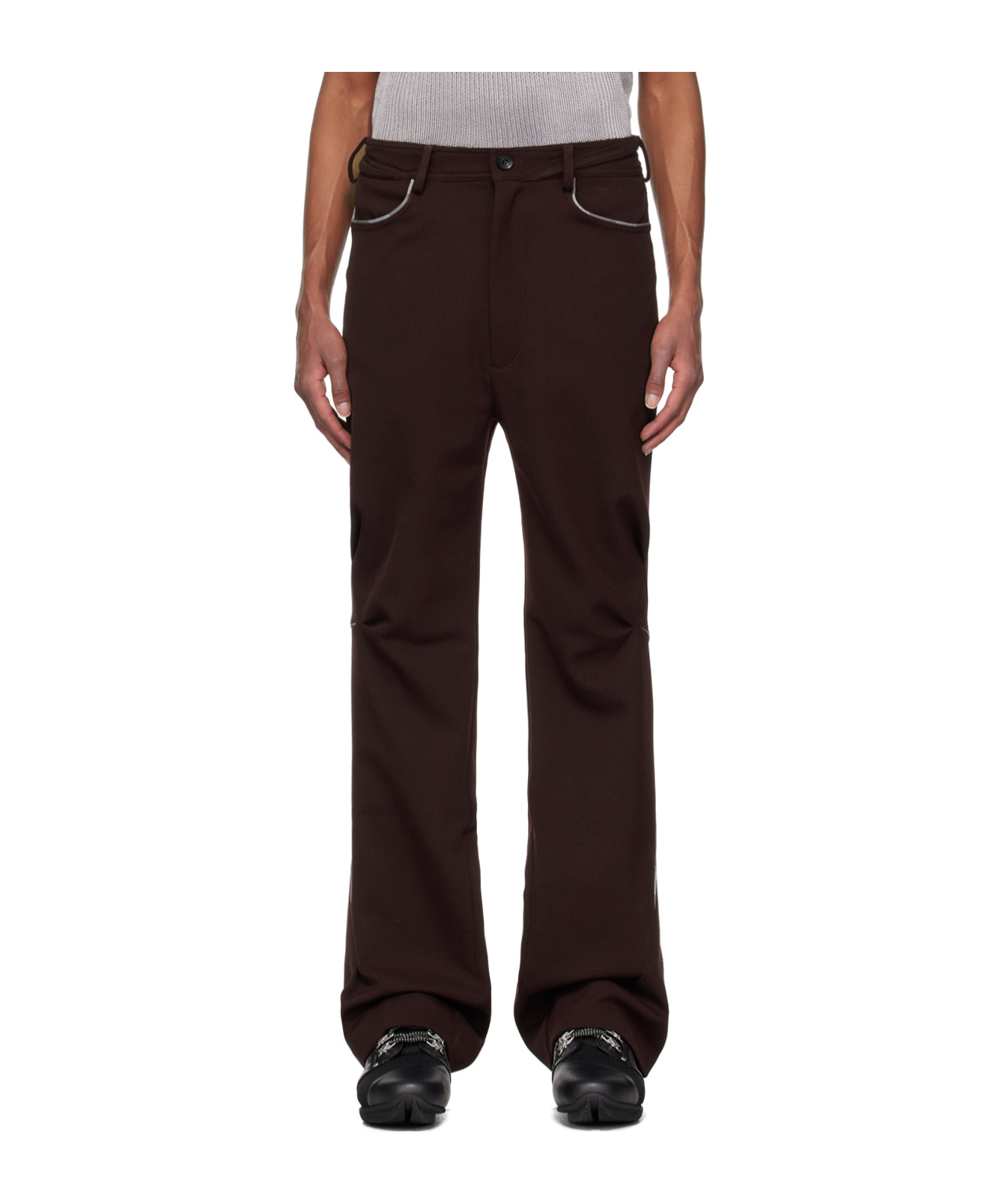 Kiko Kostadinov Burgundy Ohne K-dart Trousers In Black