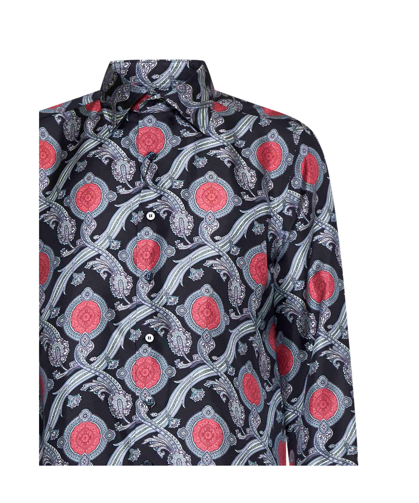 Etro Medallion Print Silk Shirt In Black