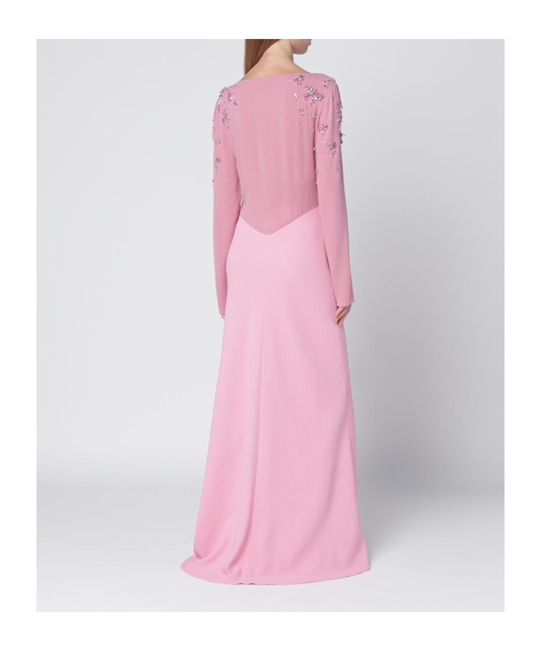 Alberta Ferretti Women Viscose Long Dress With Silk Top With Sequins In Pink