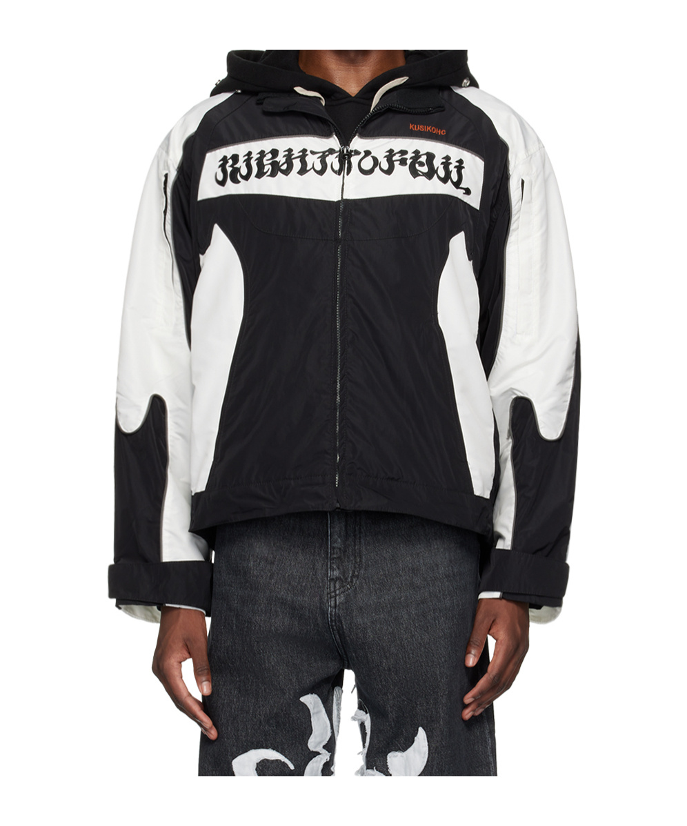 Kusikohc Black & Off-white Rider Jacket In Black