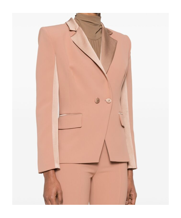 Elisabetta Franchi Crepe Blazer In Nude