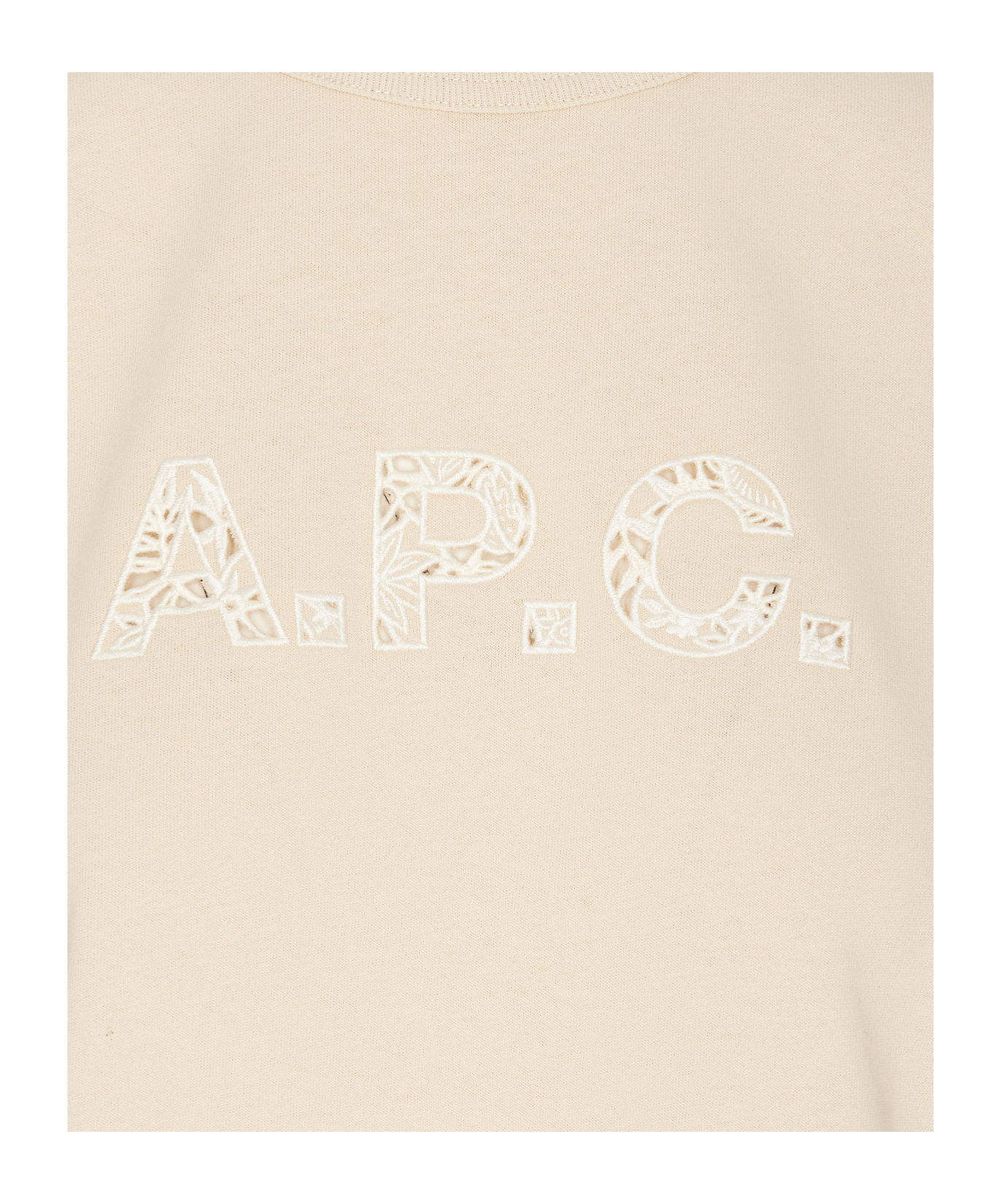 Apc 'annie' Beige T-shirt With Logo Print On The Front In Nude