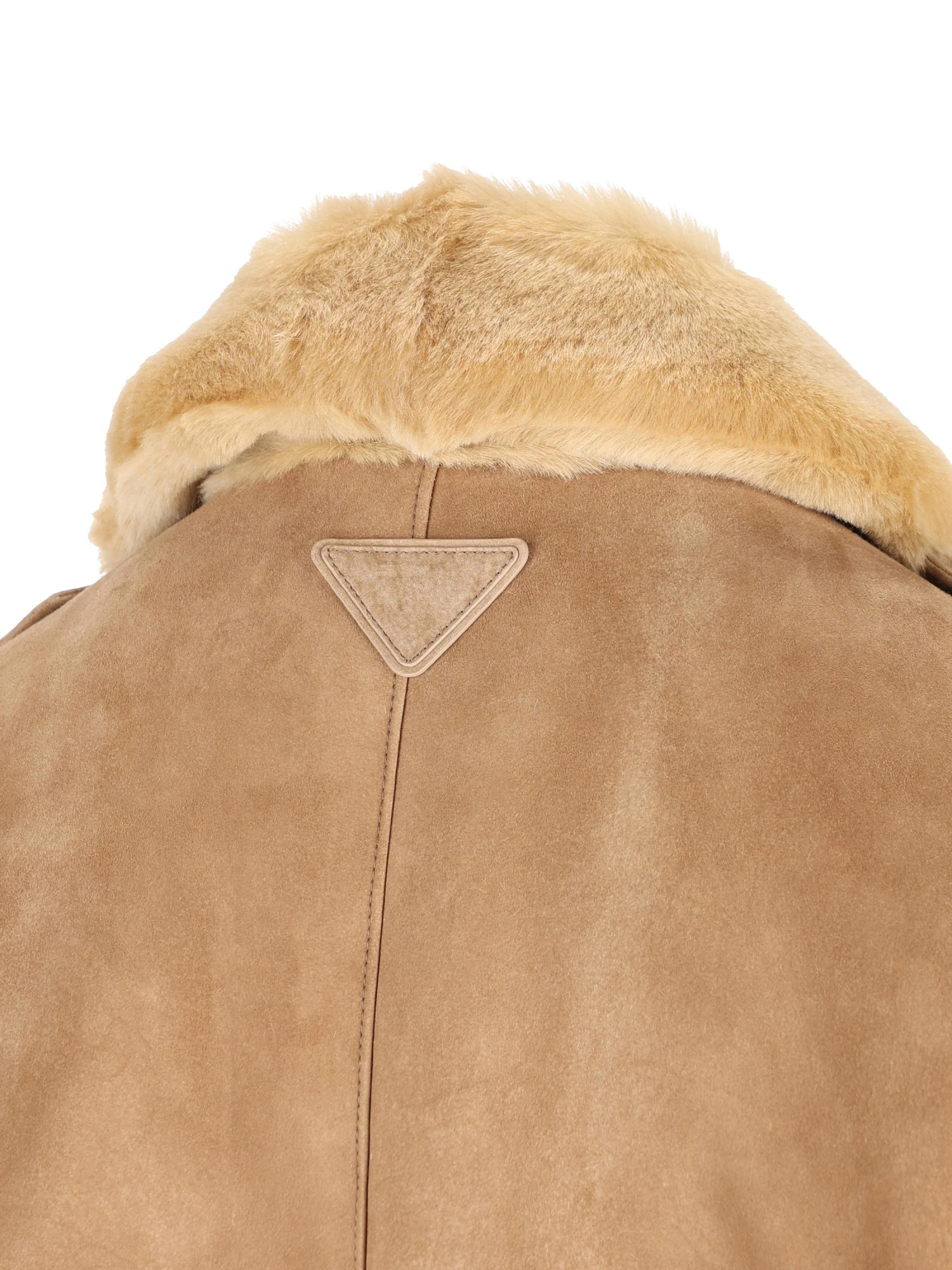 Prada Leather Jacket With Fur Collar And Epaulettes In Black