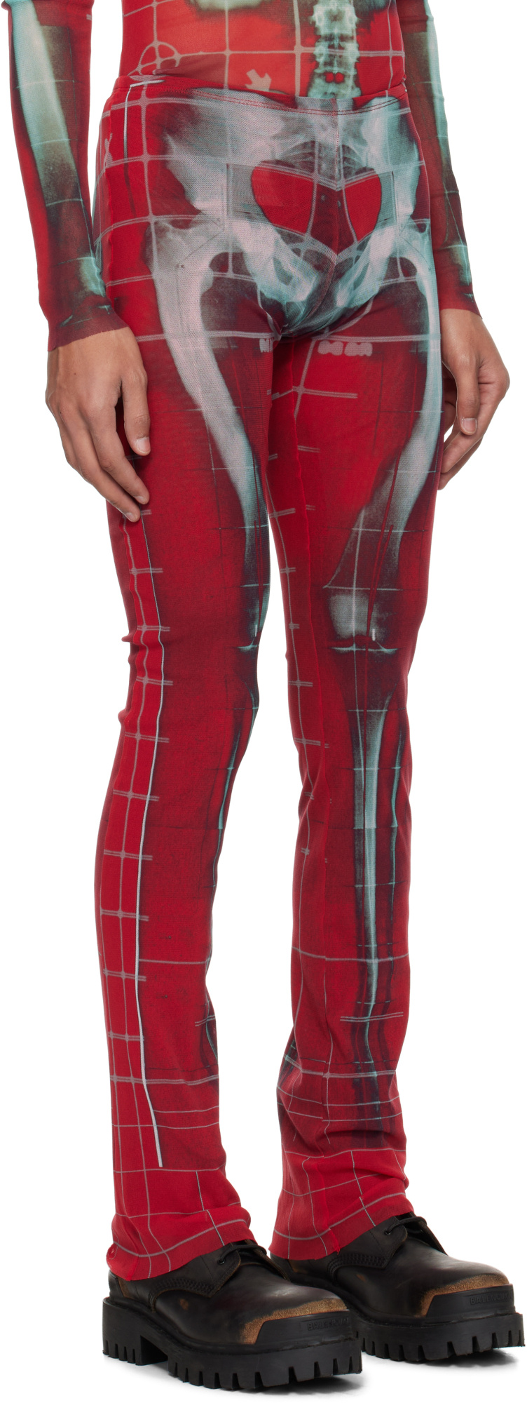 Jean Paul Gaultier Exclusive Red Blue Printed Squeletor Trousers In Red