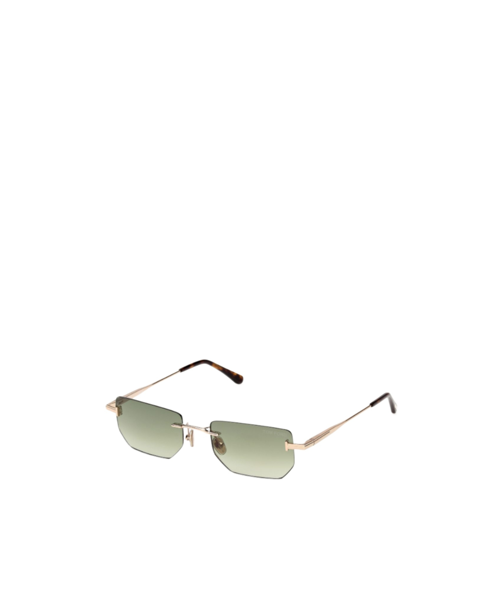Tom Ford Rimless Rectangle-frame Sunglasses In Green