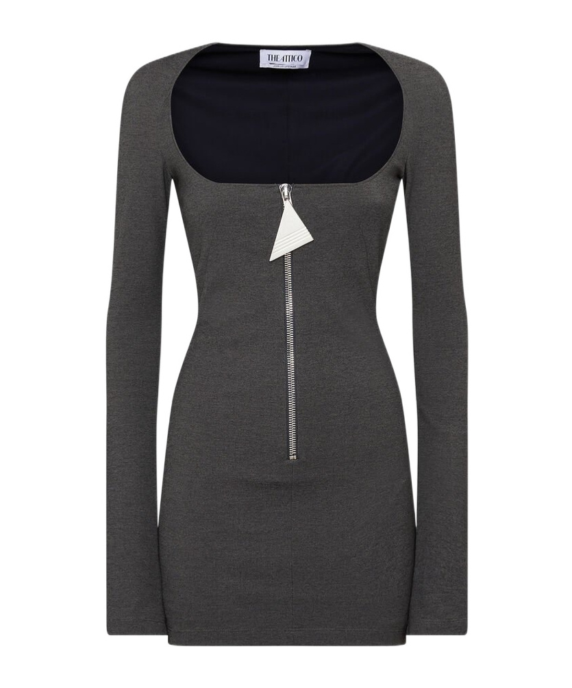 Shop Attico Mélange-effect Mini Dress In Black