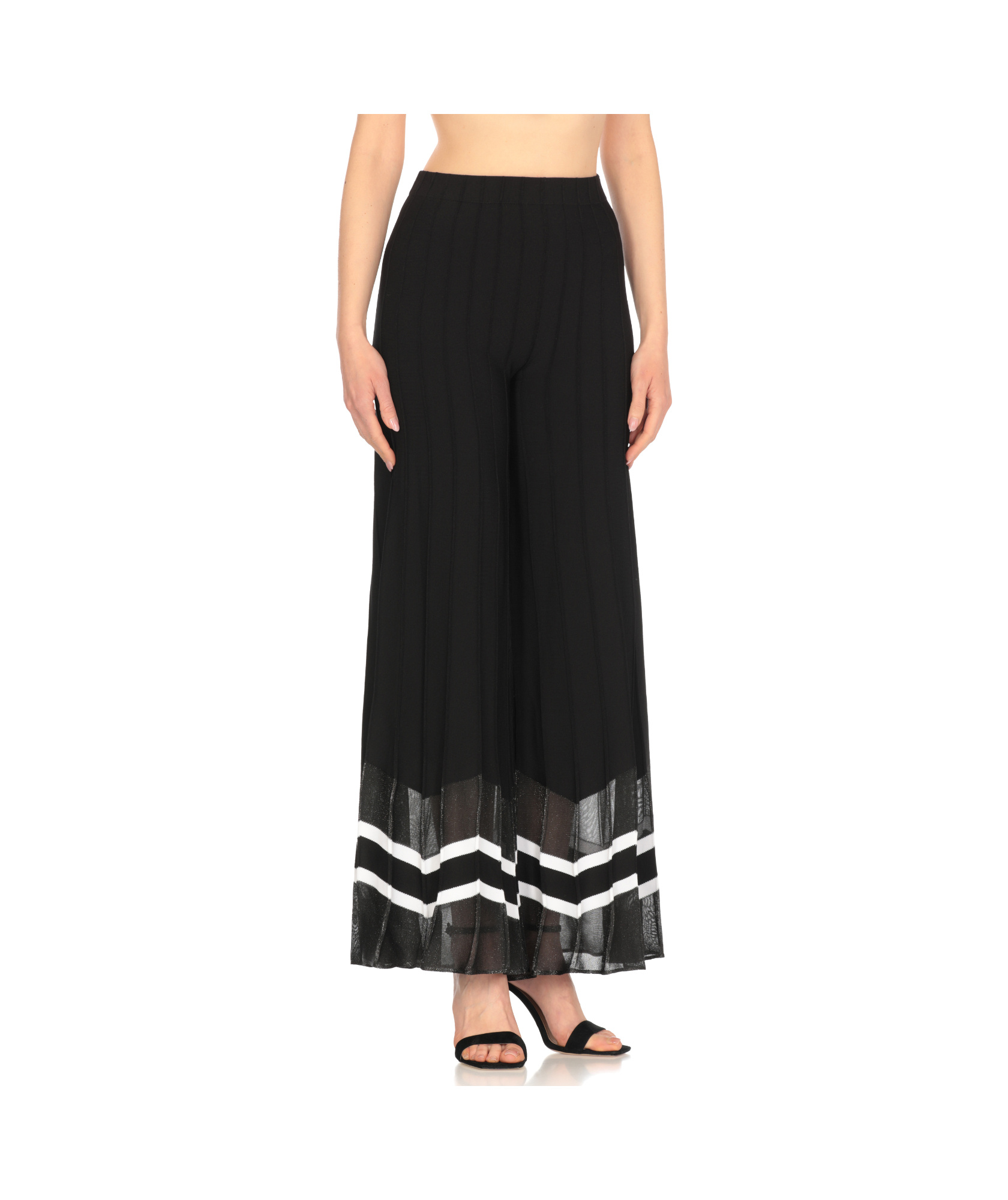 D Exterior D.exterior Sheer Hem Wide Leg Pants In Black