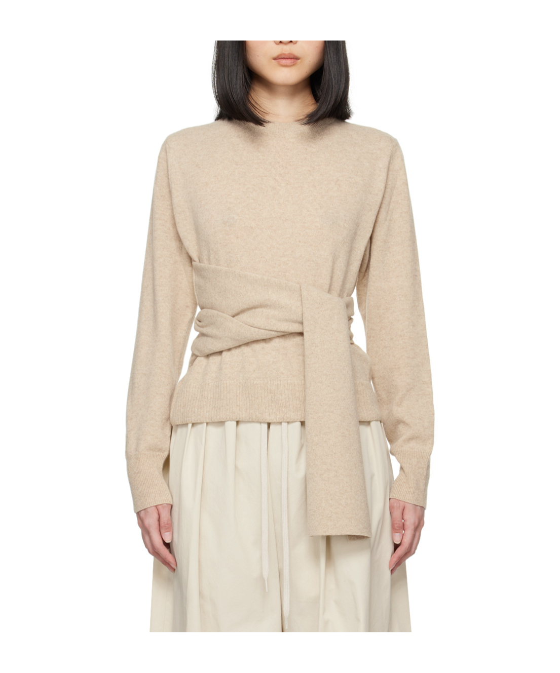 Shop Mm6 Maison Margiela Attache-scarf Jumper In Nude