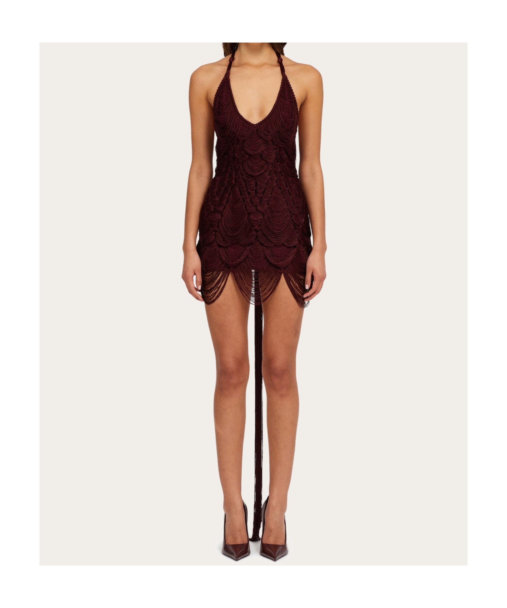 Shop Ferragamo Silk Rope Jacquard Dress In Brown