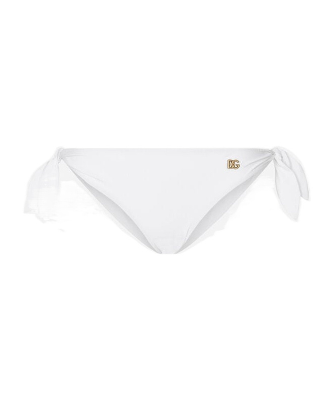 Dolce & Gabbana Logo-plaque Side-tie Bikini Bottom In White