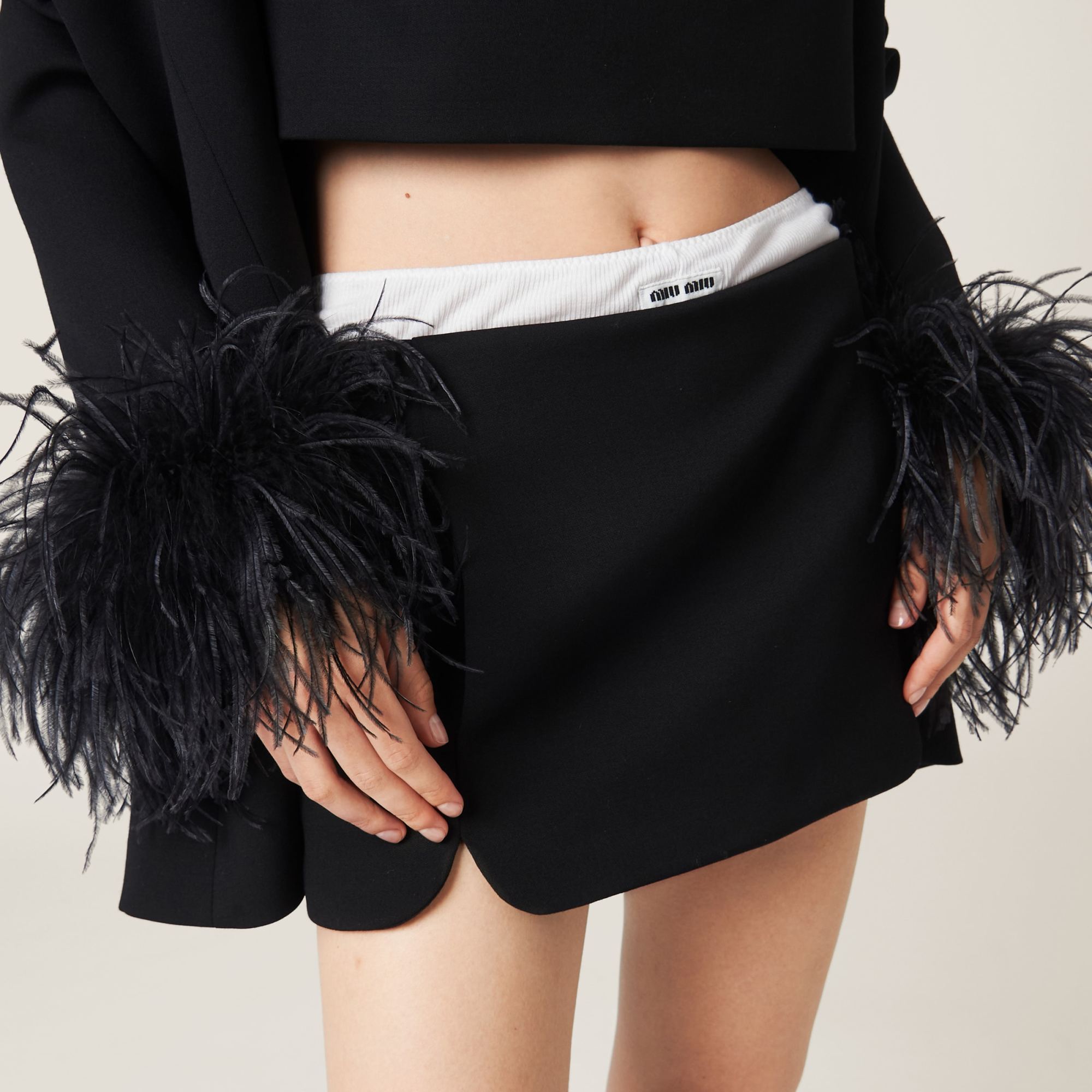 Miu Miu Virgin Wool-blend Miniskirt In Black