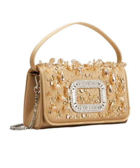 Roger Vivier Pilgrim Micro Bag In Satin In Brown