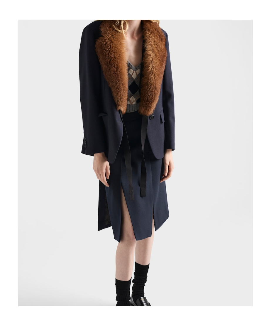 Prada Single-breasted Rush Stitch Jacket In Blue