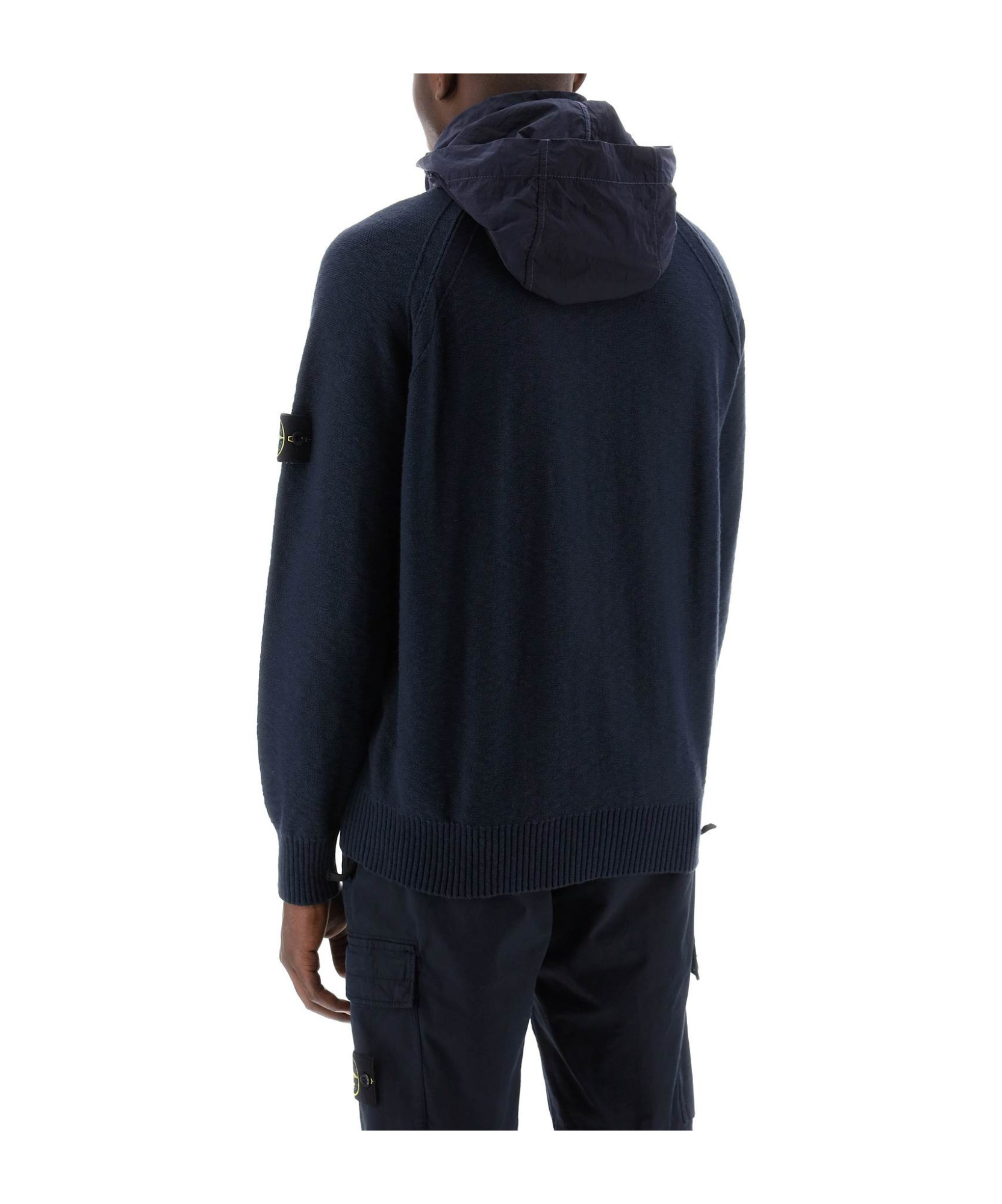 Stone Island Long-sleeved Zipper Cardigan In Blue